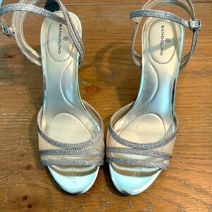 Only worn to 1 wedding. Bandolino silver sparkle heels. Great condition
